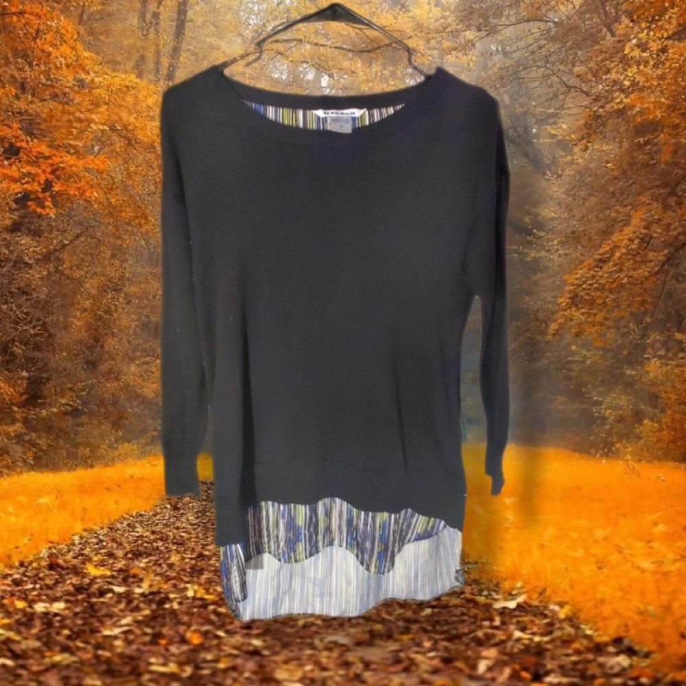 NWT Nygard black knit layered sweater, size Small.